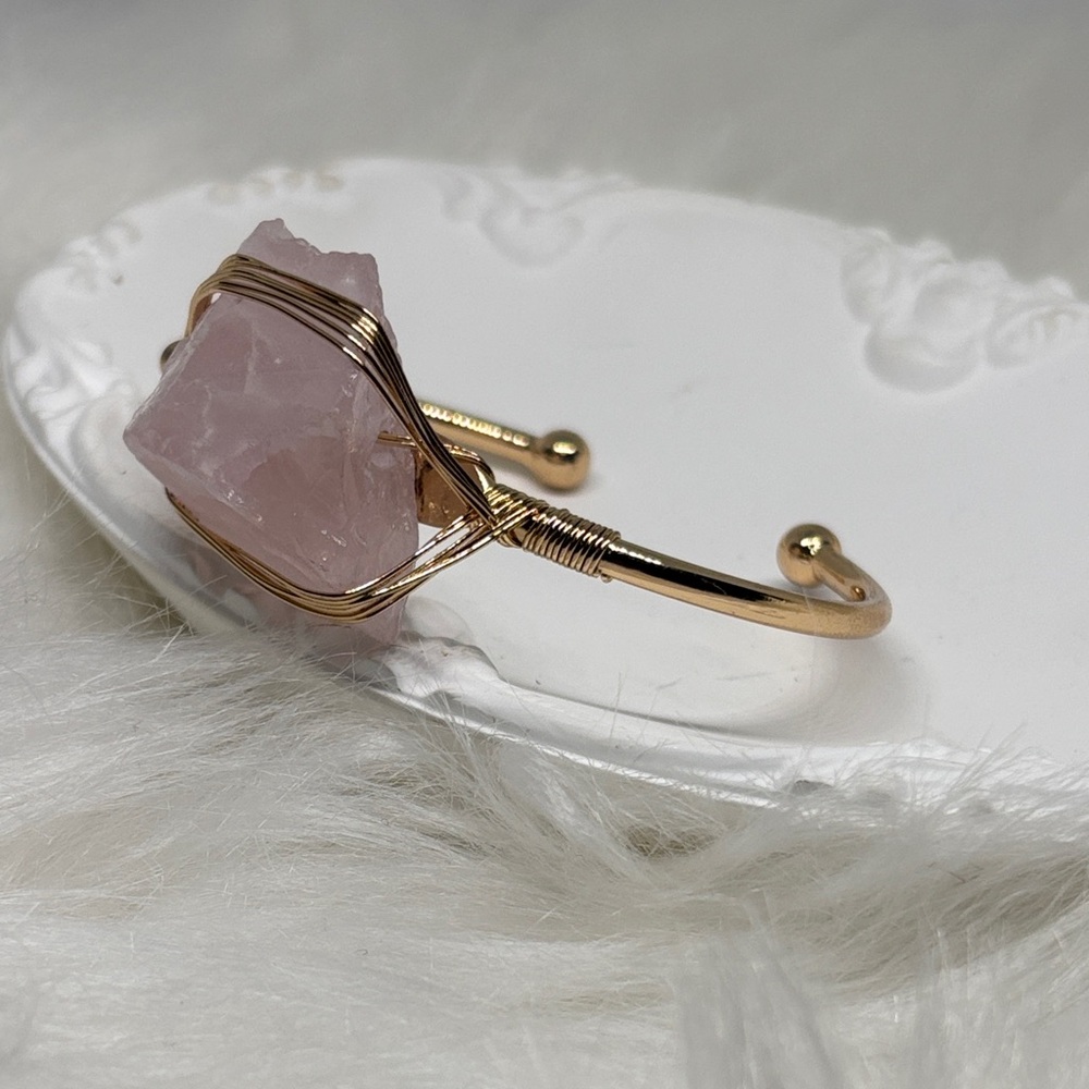 Rose Quartz Wire Wrapped Bangle - image 2